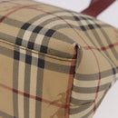 BURBERRY Nova Check Tote Bag PVC Leather Beige Silver Auth 190964-17