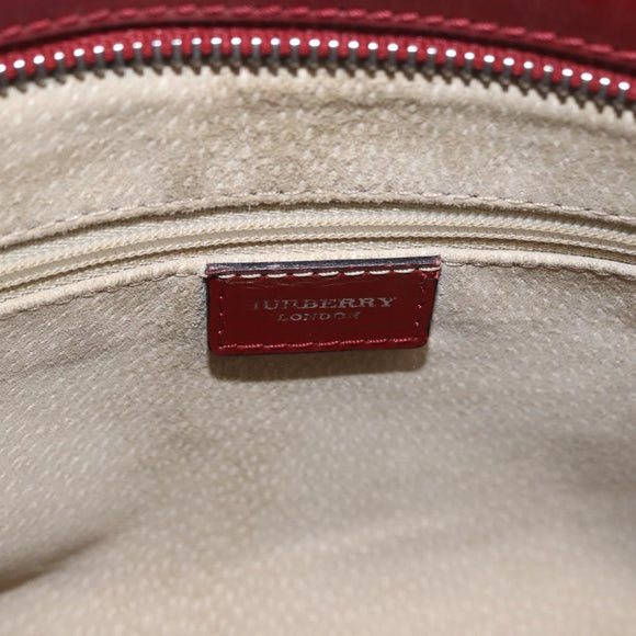 BURBERRY Nova Check Tote Bag PVC Leather Beige Silver Auth 190964