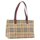 BURBERRY Nova Check Tote Bag PVC Leather Beige Silver Auth 190964-1