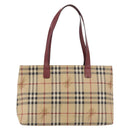 BURBERRY Nova Check Tote Bag PVC Leather Beige Silver Auth 190964-13