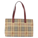 BURBERRY Nova Check Tote Bag PVC Leather Beige Silver Auth 190964-2