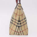 BURBERRY Nova Check Tote Bag PVC Leather Beige Silver Auth 190964-3