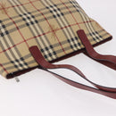 BURBERRY Nova Check Tote Bag PVC Leather Beige Silver Auth 190964-6