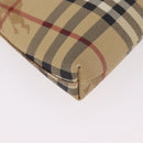 BURBERRY Nova Check Pouch PVC Leather Beige Silver Auth 190965A-15