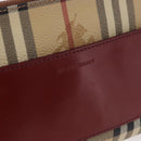 BURBERRY Nova Check Pouch PVC Leather Beige Silver Auth 190965A-17