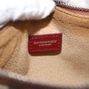 BURBERRY Nova Check Pouch PVC Leather Beige Silver Auth 190965A-18
