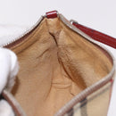 BURBERRY Nova Check Pouch PVC Leather Beige Silver Auth 190965A-20