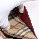 BURBERRY Nova Check Pouch PVC Leather Beige Silver Auth 190965A-21