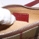 BURBERRY Nova Check Pouch PVC Leather Beige Silver Auth 190965A-12