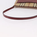 BURBERRY Nova Check Pouch PVC Leather Beige Silver Auth 190965A-7