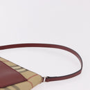 BURBERRY Nova Check Pouch PVC Leather Beige Silver Auth 190965A-8