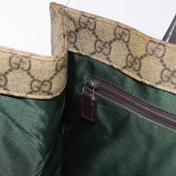 GUCCI GG Supreme Tote Bag PVC Leather Beige 91249 Auth 190967