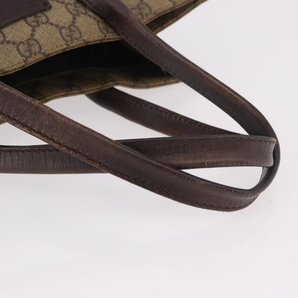 GUCCI GG Supreme Tote Bag PVC Leather Beige 91249 Auth 190967