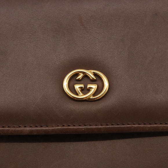 GUCCI Hand Bag Leather Brown Gold 000 46 4857 Auth 190970