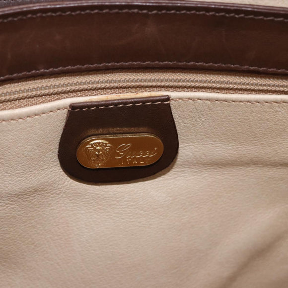 GUCCI Hand Bag Leather Brown Gold 000 46 4857 Auth 190970