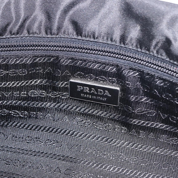 PRADA Tote Bag Nylon Black Silver Auth 190972A