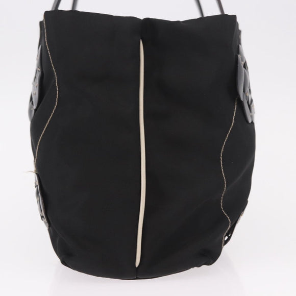 PRADA Tote Bag Nylon Black Silver Auth 190972A