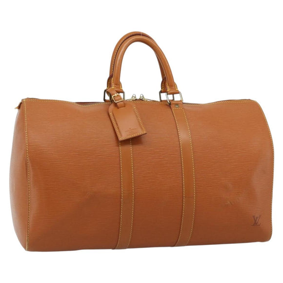 LOUIS VUITTON Epi Keepall 45 Boston Bag Brown Zipangu Gold M42978 LV Auth 190973