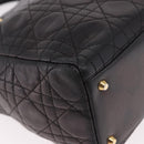 Christian Dior Canage Hand Bag Lamb Skin Black Gold Auth 190976A-15