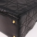 Christian Dior Canage Hand Bag Lamb Skin Black Gold Auth 190976A-16