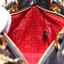 Christian Dior Canage Hand Bag Lamb Skin Black Gold Auth 190976A-20
