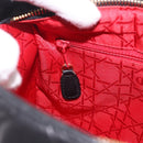 Christian Dior Canage Hand Bag Lamb Skin Black Gold Auth 190976A-21