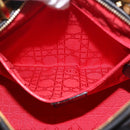 Christian Dior Canage Hand Bag Lamb Skin Black Gold Auth 190976A-22