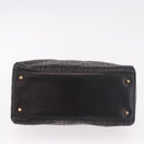 Christian Dior Canage Hand Bag Lamb Skin Black Gold Auth 190976A-5