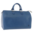 LOUIS VUITTON Epi Speedy 35 Hand Bag Toledo Blue M42995 LV Auth 190979A-1