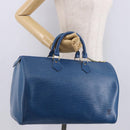 LOUIS VUITTON Epi Speedy 35 Hand Bag Toledo Blue M42995 LV Auth 190979A-22