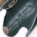 CELINE Shoulder Bag Leather Green Gold Auth 190980-10