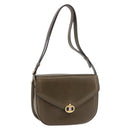 CELINE Shoulder Bag Leather Green Gold Auth 190980-1