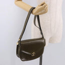 CELINE Shoulder Bag Leather Green Gold Auth 190980-26