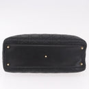 Christian Dior Canage Hand Bag Lamb Skin Black Gold Auth 190981-10