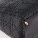 Christian Dior Canage Hand Bag Lamb Skin Black Gold Auth 190981-11