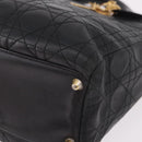 Christian Dior Canage Hand Bag Lamb Skin Black Gold Auth 190981-12