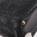 Christian Dior Canage Hand Bag Lamb Skin Black Gold Auth 190981-13