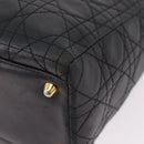 Christian Dior Canage Hand Bag Lamb Skin Black Gold Auth 190981-14