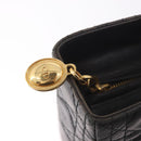 Christian Dior Canage Hand Bag Lamb Skin Black Gold Auth 190981-16