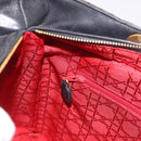 Christian Dior Canage Hand Bag Lamb Skin Black Gold Auth 190981-21