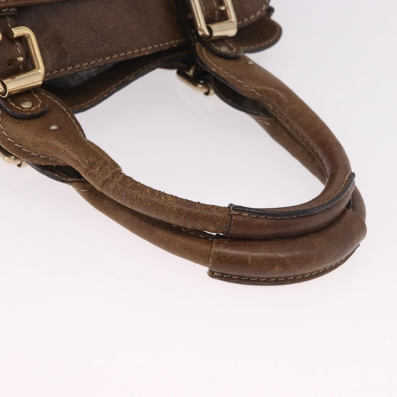 Chloe Paddington Hand Bag Leather Brown Gold Auth 190982