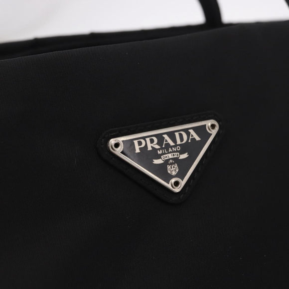 PRADA Tote Bag Nylon Black Silver Auth 190985A