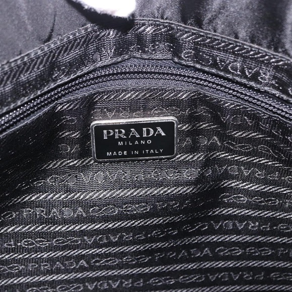 PRADA Tote Bag Nylon Black Silver Auth 190985A
