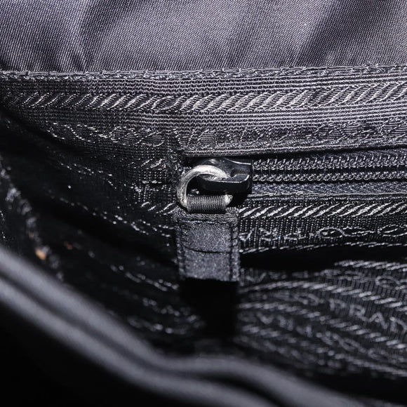PRADA Tote Bag Nylon Black Silver Auth 190985A