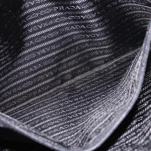 PRADA Tote Bag Nylon Black Silver Auth 190985A
