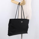 PRADA Tote Bag Nylon Black Silver Auth 190985A-26