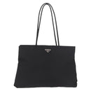 PRADA Tote Bag Nylon Black Silver Auth 190985A-2