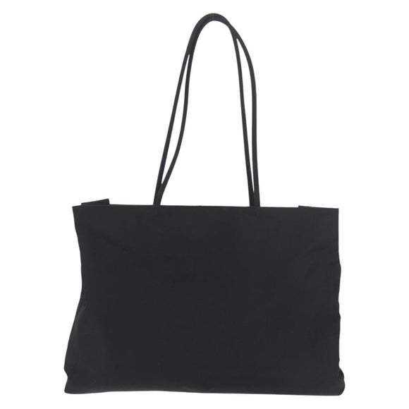 PRADA Tote Bag Nylon Black Silver Auth 190985A