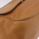 LOEWE Anagram Shoulder Bag Leather Beige Gold Auth 190988-9