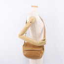 LOEWE Anagram Shoulder Bag Leather Beige Gold Auth 190988-28